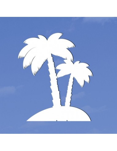 Isla con palmeras decorativas silueta 2d para la decoración de escaparates marítimos en tiendas