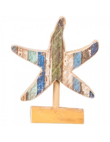 Figura de estrella de mar de madera con base para escaparates en verano de tiendas o comercios