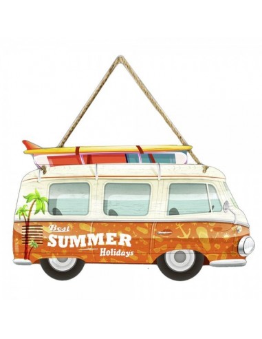 Furgoneta de playa retro summer holidays para escaparates en verano de tiendas o comercios