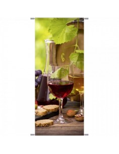 Banner-poster copa de vino en la vid para la decoración de la vendimia en licorerías catas bodegas de vino