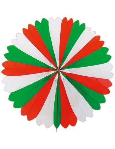 Abanicos de papel festivos con los colores de italia para escaparates y decorar espacios de países y viajes