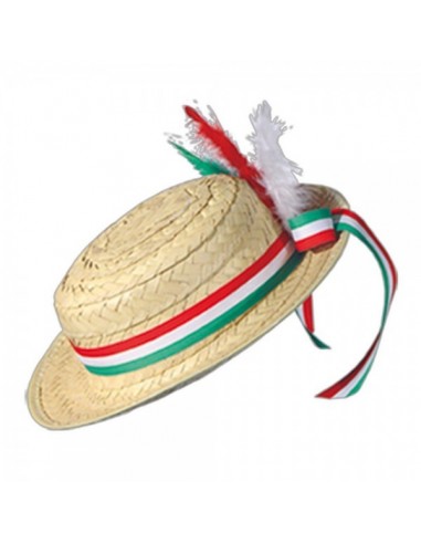 Sombrero de paja con cinta de italia para escaparates y decorar espacios de países y viajes
