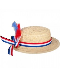 Sombrero de paja con cinta de francia para escaparates y decorar espacios de países y viajes