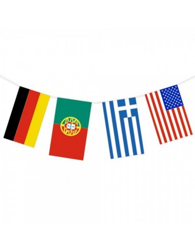 Banderines rectangulares de países internacionales para escaparates y decorar espacios de países y viajes