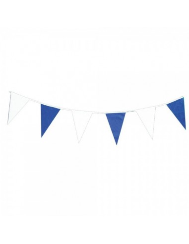 Banderines triangulares de plástico azules-blancos para escaparates y decorar espacios de países y viajes