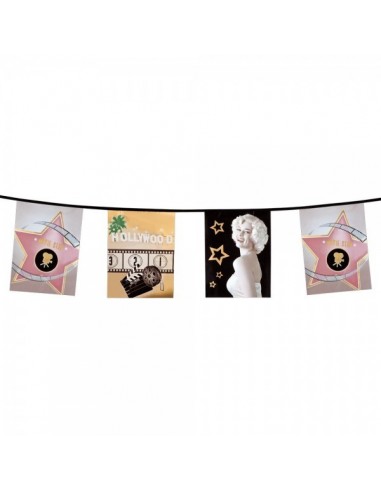 Guirnalda de banderines de hollywood para decorar fiestas y escaparates de los años 80 cine y música