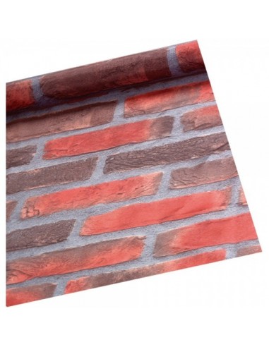 Tela con estampado de pared de ladrillos beige-rojos para la decoración del fondo decorativo en los escaparates de tiendas
