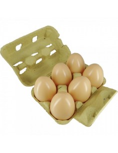 Imitación huevos marrones en huevera para queserías y charcuterías y escaparates de tiendas
