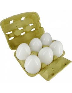 Imitación huevos blancos en huevera para queserías y charcuterías y escaparates de tiendas