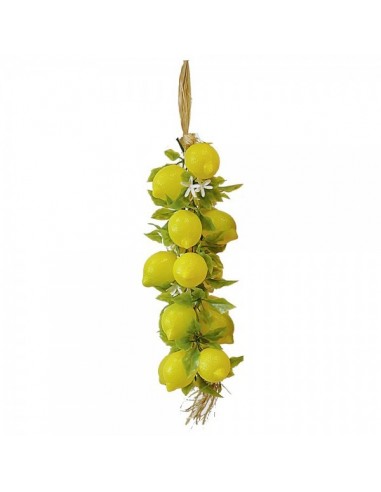 Imitación trenza de limones con hojas y flor para fruterías y la decoración de escaparates de tiendas o comercios