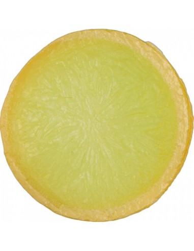 Imitación rodaja de limón amarilla para fruterías y la decoración de escaparates de tiendas o comercios