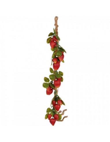 Imitación guirnalda de fresas en rafia para fruterías y la decoración de escaparates de tiendas o comercios