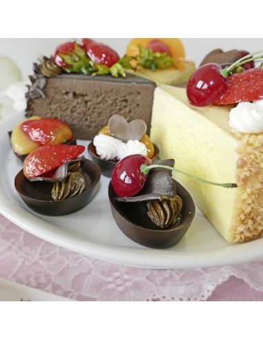 Imitación tartaletas de chocolate con frutas para panaderías pastelerías y escaparates de tiendas